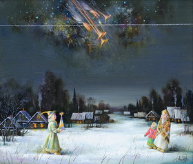 Christmas song 2014. Canvas, oil. 60х70 cm