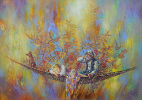 Autumn boat 2017 canvas, oil 60X85 cm