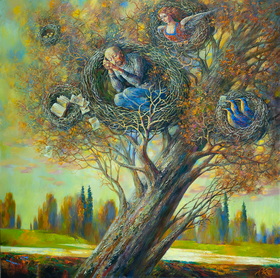 Poet’s nest 2021y canvas, oil 90x90cm
