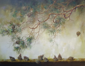 Pine branch. 2012. Canvas,oil. 70x90 cm.